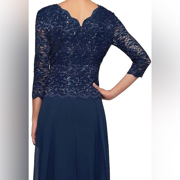 Alex Evenings | Dresses | Alex Evenings Sequined Lace Crew Neck ...